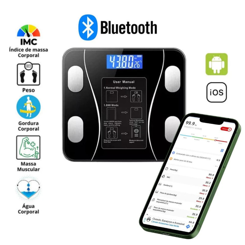 Balança Digital Medidora Corporal com Bioimpedância