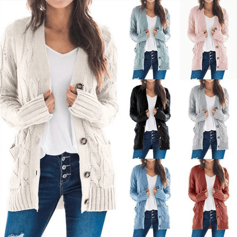 Suéter Cardigan Feminino De Tricô | Cozy Chic