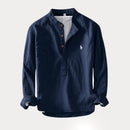 Camisa Masculina RL™ Gola Padre – Linho com Algodão