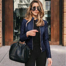 Jaqueta Feminina de Couro Gola Padre