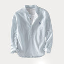 Camisa Masculina RL™ Gola Padre – Linho com Algodão